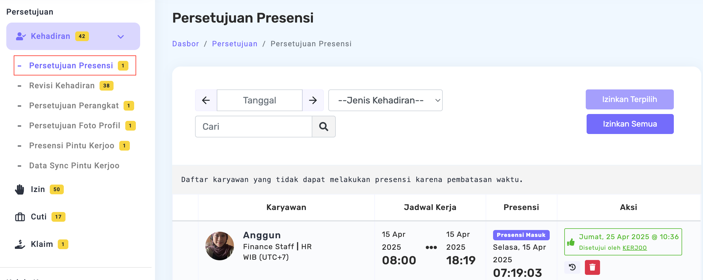 persetujuan presensi