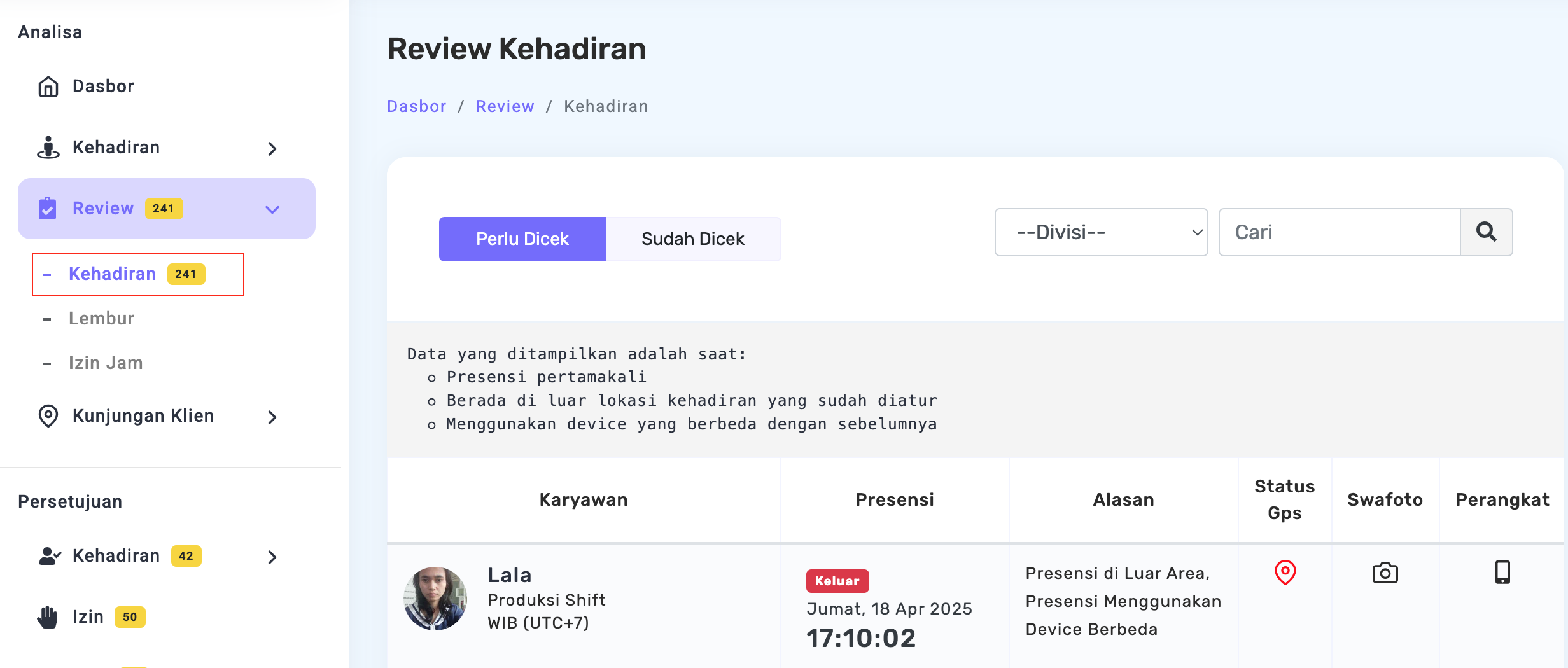 Review Kahadiran