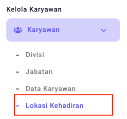 attendance location menu