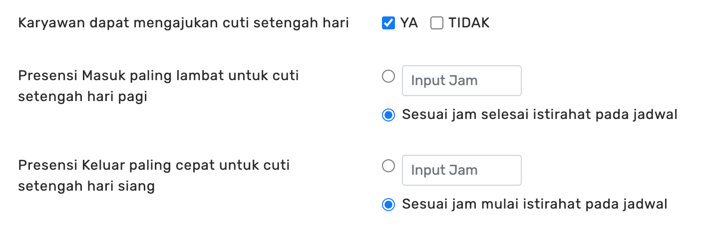 pengaturan cuti setengah hari