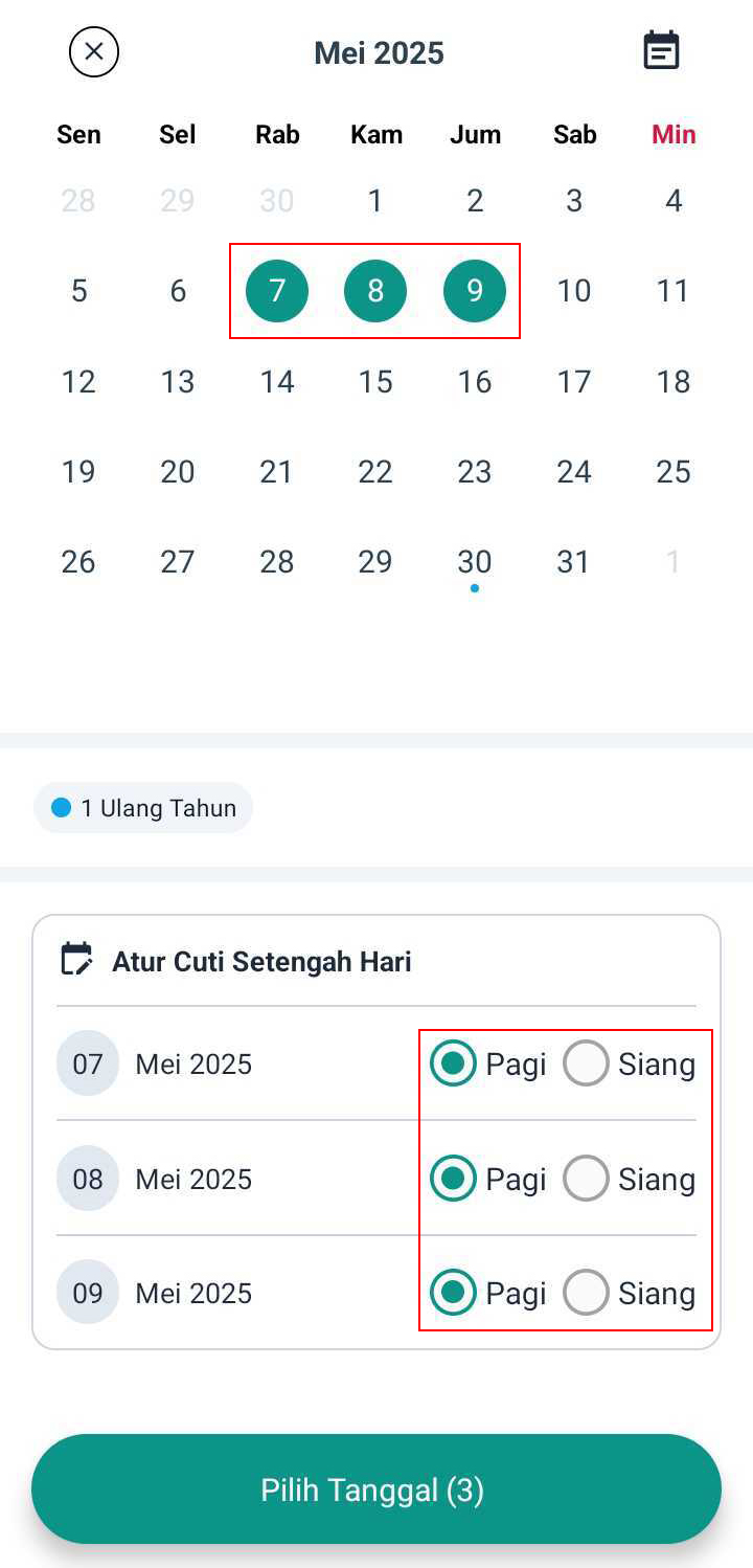 cuti setengah hari