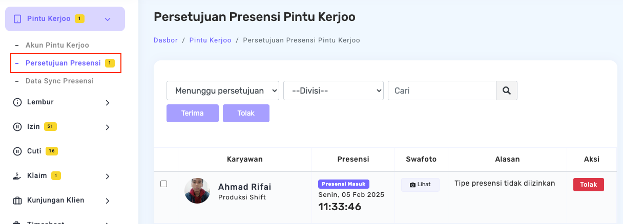 persetujuan presensi